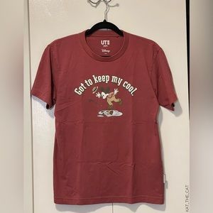 Uniqlo X Disney Maroon Graphic T-Shirt in X-Small